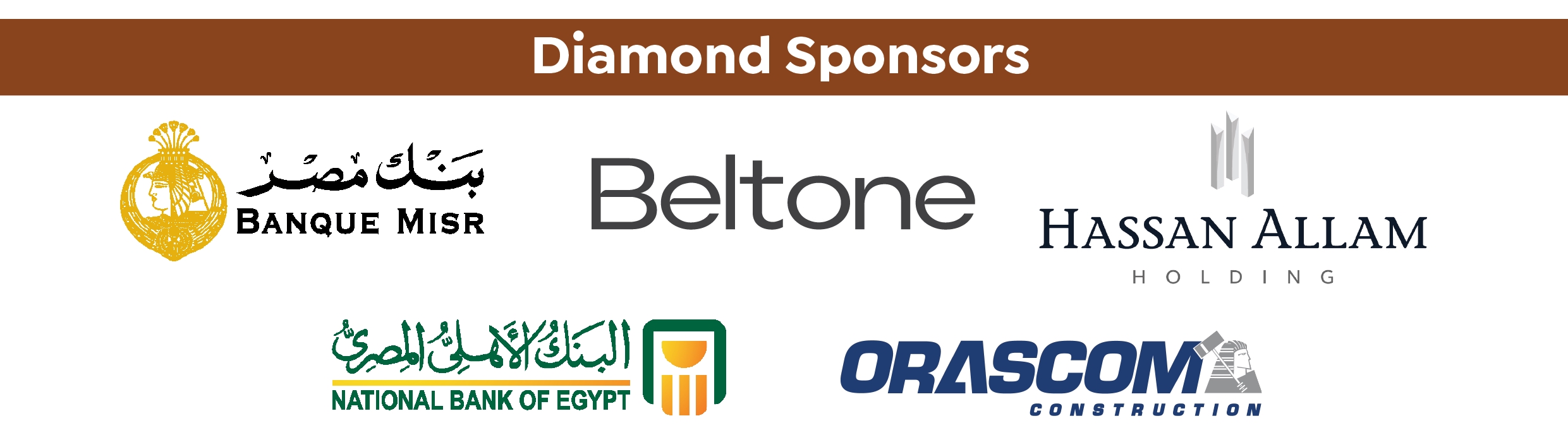 diamond sponsors: banque misr, beltone, hassan allam holding, national bank of egypt, orascom construction