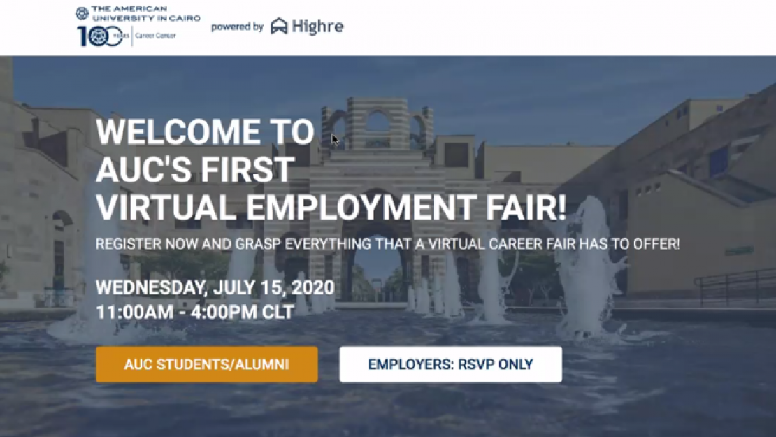 AUC First Virtual Employment Fair The American University in Cairo